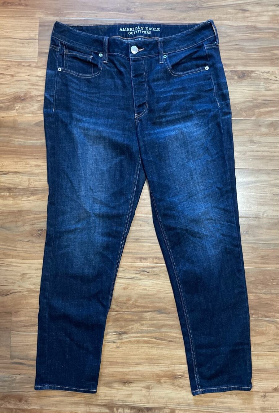 American Eagle Women's TOMGIRL button fly, Dark Wash, Skinny Stretch Size 18